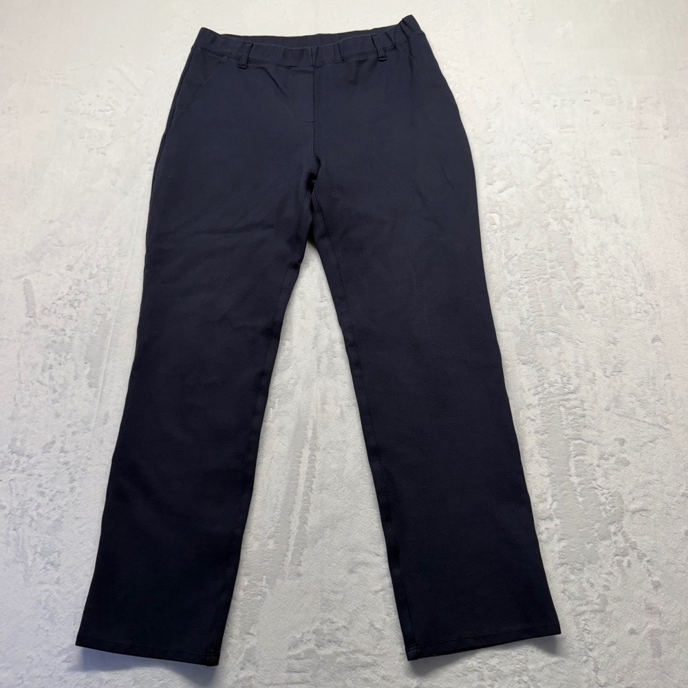 Quince Ultra Stretch Ponte Pants M Petite Navy Womens Straight Leg Pull On